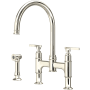 Perrin and Rowe Southbank 1.5 GPM Widespread Bridge Kitchen Faucet - Includes Side Spray Polished Nickel
