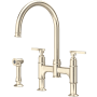 Perrin and Rowe Southbank 1.5 GPM Widespread Bridge Kitchen Faucet - Includes Side Spray Satin Nickel