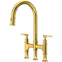 Perrin and Rowe Southbank 1.8 GPM Widespread Bridge Pull Down Kitchen Faucet Unlacquered Brass (Living Finish)