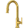 Perrin and Rowe Southbank 1.8 GPM Single Hole Pull Down Bar Faucet - Includes Escutcheon Unlacquered Brass (Living Finish)