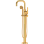 Perrin and Rowe Armstrong Floor Mounted Tub Filler with Built-In Diverter - Includes Hand Shower English Gold