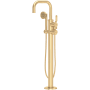 Perrin and Rowe Armstrong Floor Mounted Tub Filler with Built-In Diverter - Includes Hand Shower Satin English Gold