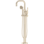 Perrin and Rowe Armstrong Floor Mounted Tub Filler with Built-In Diverter - Includes Hand Shower Satin Nickel