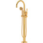Perrin and Rowe Armstrong Floor Mounted Tub Filler with Built-In Diverter - Includes Hand Shower English Gold