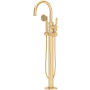 Perrin and Rowe Armstrong Floor Mounted Tub Filler with Built-In Diverter - Includes Hand Shower Satin English Gold