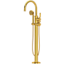 Perrin and Rowe Armstrong Floor Mounted Tub Filler with Built-In Diverter - Includes Hand Shower Unlacquered Brass