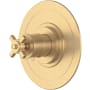 Perrin and Rowe Armstrong Thermostatic Valve Trim Only with Single Cross Handle - Less Rough In Satin English Gold