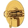 Perrin and Rowe Armstrong Two Independent and One Shared Function Thermostatic Valve Trim Only with Single Wheel Handle and Integrated Diverter - Less Rough In Unlacquered Brass (Living Finish)