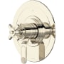 Perrin and Rowe Armstrong Two Independent and One Shared Function Thermostatic Valve Trim Only with Single Cross Handle and Integrated Diverter - Less Rough In Polished Nickel