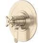 Perrin and Rowe Armstrong Two Independent Function Thermostatic Valve Trim Only with Single Cross Handle and Integrated Diverter - Less Rough In Satin Nickel