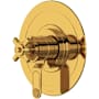 Perrin and Rowe Armstrong Two Independent Function Thermostatic Valve Trim Only with Single Cross Handle and Integrated Diverter - Less Rough In Unlacquered Brass (Living Finish)