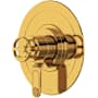 Perrin and Rowe Armstrong Three Independent, Two Shared Function Thermostatic Valve Trim Only with Single Wheel Handle and Integrated Diverter - Less Rough In Unlacquered Brass