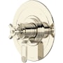 Perrin and Rowe Armstrong Three Independent, Two Shared Function Thermostatic Valve Trim Only with Single Cross Handle and Integrated Diverter - Less Rough In Polished Nickel