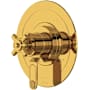 Perrin and Rowe Armstrong Three Independent Function Thermostatic Valve Trim Only with Single Cross Handle and Integrated Diverter - Less Rough In Unlacquered Brass (Living Finish)