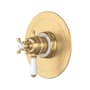 Perrin and Rowe Edwardian Two Independent Function Thermostatic Valve Trim Only with Single Lever Handle and Integrated Diverter - Less Rough In Satin English Gold