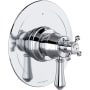 Perrin and Rowe Georgian Era Two Independent and One Shared Function Thermostatic Valve Trim Only with Single Cross / Lever Handle, Integrated Diverter, and Volume Control - Less Rough In Polished Chrome