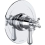 Perrin and Rowe Georgian Era Three Independent Function Thermostatic Valve Trim Only with Single Cross / Lever Handle, Integrated Diverter, and Volume Control - Less Rough In Polished Chrome