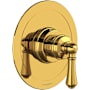 Perrin and Rowe Georgian Era Pressure Balanced Valve Trim Only with Single Lever Handle and Volume Control - Less Rough In Unlacquered Brass (Living Finish)