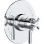 Perrin and Rowe Holborn Two Independent Function Thermostatic Valve Trim Only with Single Cross / Lever Handle, Integrated Diverter, and Volume Control - Less Rough In Polished Chrome