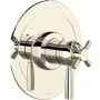 Perrin and Rowe Holborn Two Independent Function Thermostatic Valve Trim Only with Single Cross / Lever Handle, Integrated Diverter, and Volume Control - Less Rough In Polished Nickel
