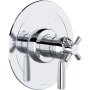 Perrin and Rowe Holborn Three Independent, Two Shared Function Thermostatic Valve Trim Only with Single Cross / Lever Handle, Integrated Diverter, and Volume Control - Less Rough In Polished Chrome