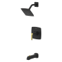 Pfister Vaneri Tub and Shower Trim Package with 1.75 GPM Single Function Shower Head Combo - Matte Black and Brushed Gold