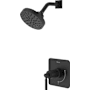 Pfister Hillstone Pressure Balance Shower with Round Multi-Function Showerhead, 9" Shower Arm & Flange Matte Black