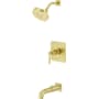 Pfister Hillstone Pressure Balance Tub/Shower with Round Multi-Function Showerhead, 9" Shower Arm & Flange Brushed Gold