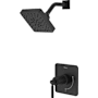 Pfister Hillstone Pressure Balance Shower with Square Multi-Function Showerhead, 9" Shower Arm & Flange Matte Black