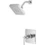 Pfister Hillstone Pressure Balance Shower with Square Multi-Function Showerhead, 9" Shower Arm & Flange Polished Chrome