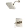Pfister Hillstone Pressure Balance Shower with Square Multi-Function Showerhead, 9" Shower Arm & Flange Polished Nickel