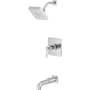 Pfister Hillstone Pressure Balance Tub/Shower with Square Multi-Function Showerhead, 9" Shower Arm & Flange Polished Chrome