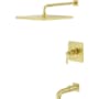 Pfister Hillstone Pressure Balance Tub/Shower with 10" Rainhead, 18" Straight Shower Arm and Flange Brushed Gold