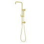 Pfister Modern Round Retrofit Shower with Hand Shower, Slide Bar, Shower Arm, and Hose Brushed Gold