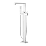 Pfister Verve Floor Mounted Tub Filler with Built-In Diverter and Hand Shower - Less Rough In and Handle Polished Chrome