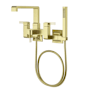 Pfister Verve Wall Mounted Tub Filler with Built-In Diverter and Hand Shower - Less Rough In and Handles Brushed Gold