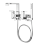 Pfister Verve Wall Mounted Tub Filler with Built-In Diverter and Hand Shower - Less Rough In and Handles Polished Chrome