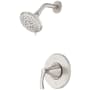Pfister Woodbury Shower Only Trim Package with 1.8 GPM Multi Function Shower Head with SecurePfit Anti-Wobble Handle, Pforever Seal, and Spot Defense Spot Defense Brushed Nickel