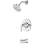 Pfister Woodbury Tub and Shower Trim Package with 1.8 GPM Multi Function Shower Head, Quick Connect Diverter Tub Spout, Secure Pfit, and Pforever Seal Polished Chrome