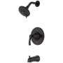 Pfister Woodbury Tub and Shower Trim Package with 1.8 GPM Multi Function Shower Head, Quick Connect Diverter Tub Spout, Secure Pfit, and Pforever Seal Tuscan Bronze