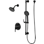 Pfister Contempra Stacked Pressure Balance Trim with Round Multi-Function Showerhead, 9" Shower Arm & Flange, With Multi-Function Hand Shower on Slidebar Matte Black