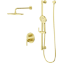 Pfister Contempra Stacked Pressure Balance Trim with 10" Rainhead, 18" Straight Shower Arm & Flange, & Hand Shower on Slidebar Brushed Gold