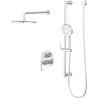 Pfister Contempra Stacked Pressure Balance Trim with 10" Rainhead, 18" Straight Shower Arm & Flange, & Hand Shower on Slidebar Polished Chrome