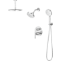 Pfister Contempra Stacked Shower Trim, 12" Ceiling Multi-Function Rainhead Showerhead and 6" Arm & Flange Polished Chrome