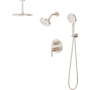Pfister Contempra Stacked Shower Trim, 12" Ceiling Multi-Function Rainhead Showerhead and 6" Arm & Flange Brushed Nickel