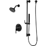 Pfister Contempra Stacked Shower Trim, Round Multi-Function Showerhead with 9" Shower Arm & Flange & Hand Shower Wand on Slidebar Kit Matte Black