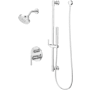 Pfister Contempra Stacked Shower Trim, Round Multi-Function Showerhead with 9" Shower Arm & Flange & Hand Shower Wand on Slidebar Kit Polished Chrome