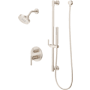 Pfister Contempra Stacked Shower Trim, Round Multi-Function Showerhead with 9" Shower Arm & Flange & Hand Shower Wand on Slidebar Kit Brushed Nickel