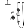 Pfister Tenet Pressure Balance Shower Trim & Diverter Trim with 12" Ceiling Rainhead with 6" Arm & Flange, Multi-Function Hand Shower on Slidebar Kit Matte Black