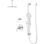 Pfister Tenet Pressure Balance Shower Trim & Diverter Trim with 12" Ceiling Rainhead with 6" Arm & Flange, Multi-Function Hand Shower on Slidebar Kit Polished Chrome